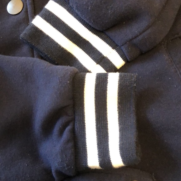 BLUE CRUSH VARSITY HOODIE JACKET SNAP FRONT YOUTH LARGE NAVY WHITE STRIPE #091 - Picture 7 of 11